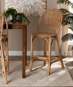 bali & pari Neola Rattan Bar Stool, Natural Brown