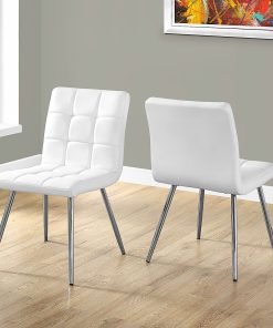 Monarch Specialties Emilia Dining Chairs, White/Chrome, Set Of 2 Chairs 2