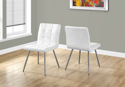 Monarch Specialties Emilia Dining Chairs, White/Chrome, Set Of 2 Chairs - Image 2