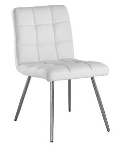 Monarch Specialties Emilia Dining Chairs, White/Chrome, Set Of 2 Chairs