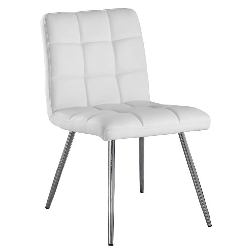 Monarch Specialties Emilia Dining Chairs, White/Chrome, Set Of 2 Chairs