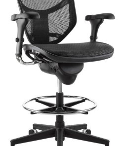 WorkPro® Quantum 9000 Series Ergonomic Mesh/Mesh Mid-Back Stool, Black/Black, BIFMA Compliant