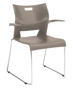 Global® Duet Stacking Chair With Arms, Latte Beige/Chrome