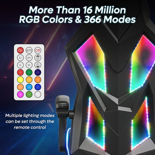 Bestier Ergonomic Gaming Chair With Integrated LED Lights, Black - Image 2