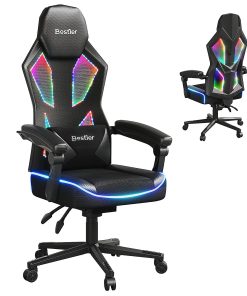 Bestier Ergonomic Gaming Chair With Integrated LED Lights, Black