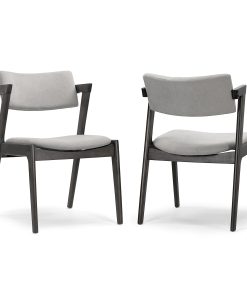 Glamour Home Auden Upholstered Fabric Dining Accent Chairs, Light Gray/Black, Pack Of 2 Chairs 2