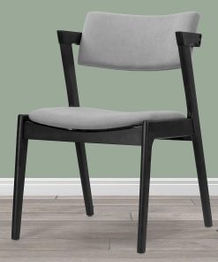 Glamour Home Auden Upholstered Fabric Dining Accent Chairs, Light Gray/Black, Pack Of 2 Chairs
