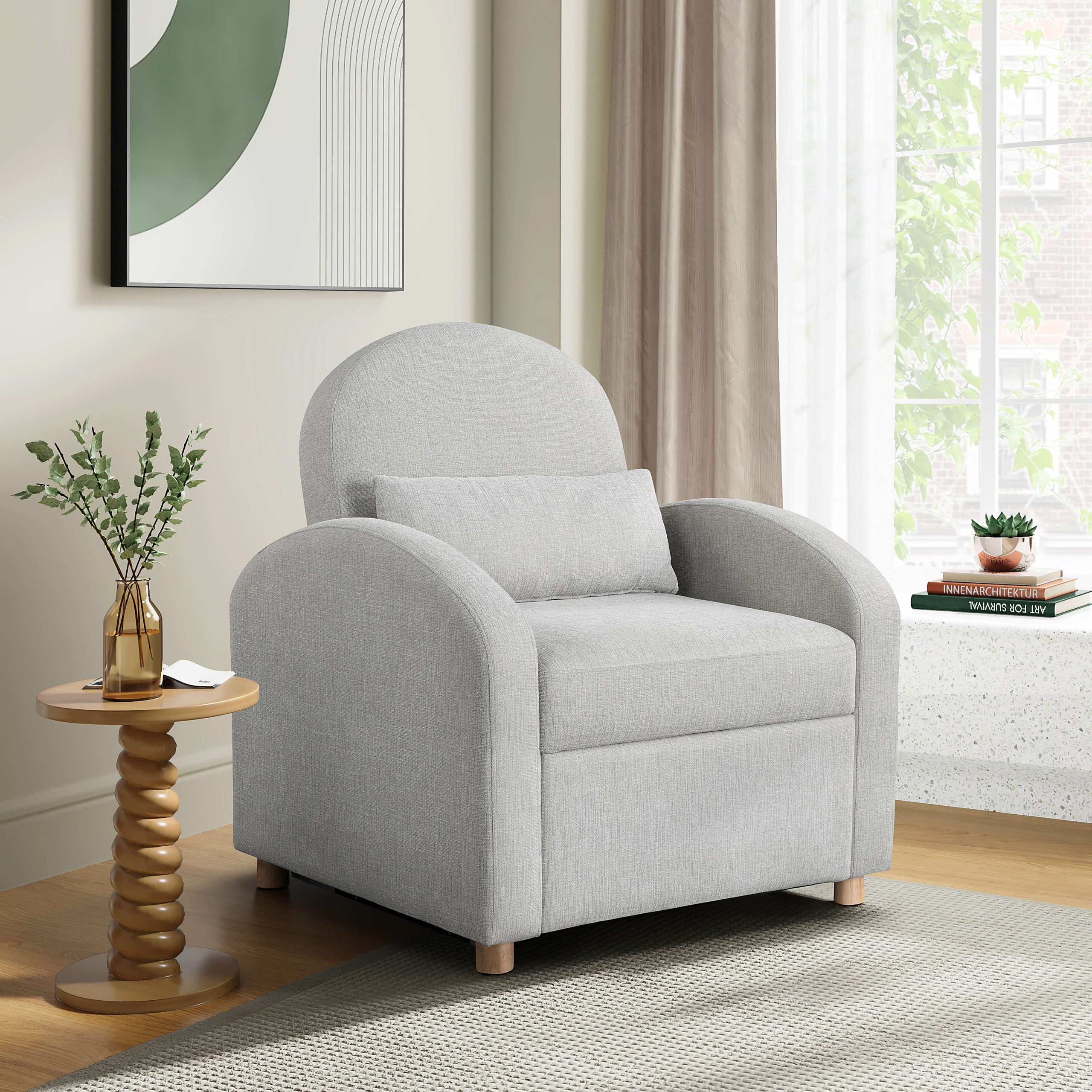 Serta Tulsa Polyester Convertible Guest Chair, Light Gray Serta Tulsa Polyester Convertible Guest Chair, Light Gray