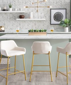 LumiSource Daniella Counter Stools, Gold/Cream, Set Of 2 Stools, B24DNLA2AUCR2 2