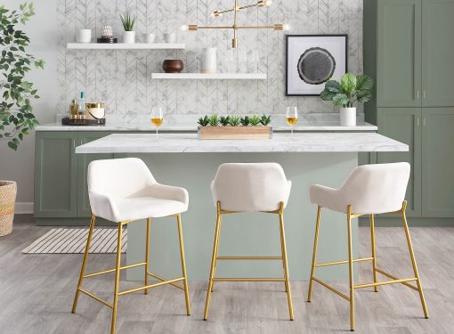 LumiSource Daniella Counter Stools, Gold/Cream, Set Of 2 Stools, B24DNLA2AUCR2 - Image 2