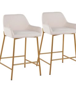 LumiSource Daniella Counter Stools, Gold/Cream, Set Of 2 Stools, B24DNLA2AUCR2