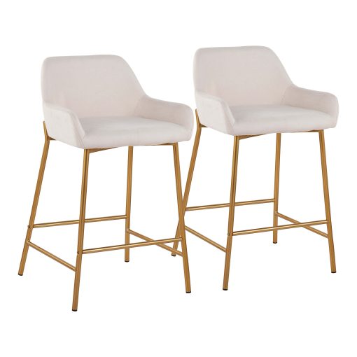 LumiSource Daniella Counter Stools, Gold/Cream, Set Of 2 Stools, B24DNLA2AUCR2