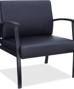 Lorell® Big & Tall Bonded Leather Guest Chair, With Lumbar Support, Black 2