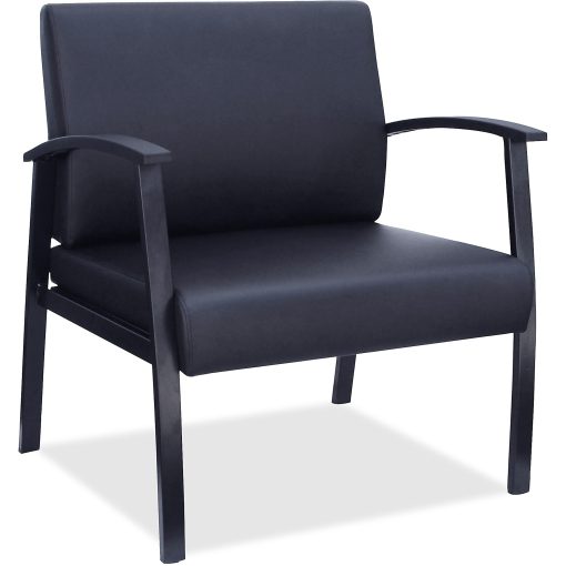 Lorell® Big & Tall Bonded Leather Guest Chair, With Lumbar Support, Black - Image 2