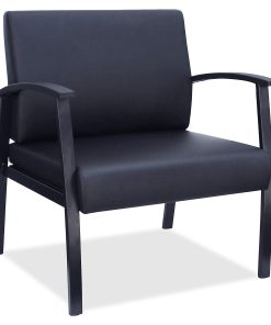 Lorell® Big & Tall Bonded Leather Guest Chair, With Lumbar Support, Black