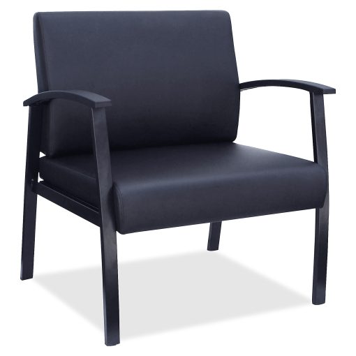 Lorell® Big & Tall Bonded Leather Guest Chair, With Lumbar Support, Black