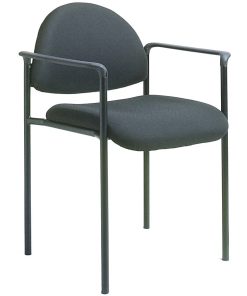 Boss Office Products Fabric Stacking Chair With Arms, Black 2