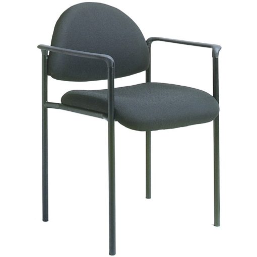Boss Office Products Fabric Stacking Chair With Arms, Black - Image 2