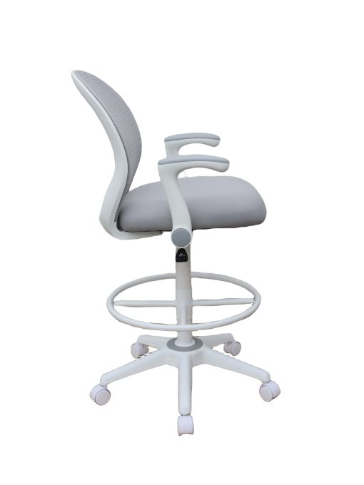 Boss Office Products Mesh Flip Arm Stool, Gray/White - Image 2