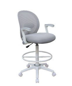 Boss Office Products Mesh Flip Arm Stool, Gray/White