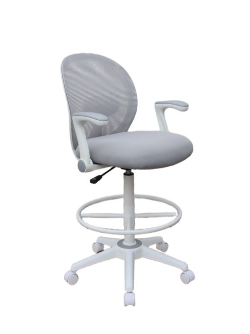 Boss Office Products Mesh Flip Arm Stool, Gray/White