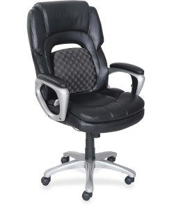 Lorell® Wellness by Design® Accucel Executive Ergonomic Bonded Leather Chair, Black