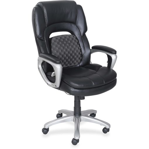 Lorell® Wellness by Design® Accucel Executive Ergonomic Bonded Leather Chair, Black