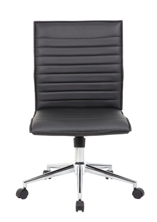 Boss Office Products Sleek Ribbed Armless Task Chair, Black - Image 2