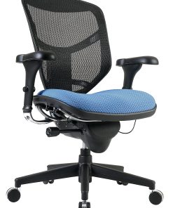 WorkPro® Quantum 9000 Series Ergonomic Mesh/Premium Fabric Mid-Back Chair, Black/Sky, BIFMA Compliant