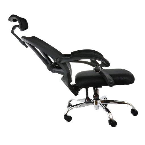 Elama Ergonomic Mesh Full-Back Adjustable Office Task Chair With Headrest, Black - Image 2