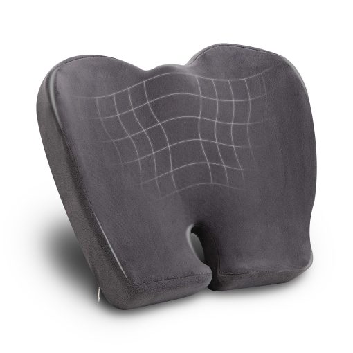 Mind Reader Ergonomic Pressure Relief Seat Cushion, Memory Foam, 4"H x 16-3/4"W x 18"L, Gray