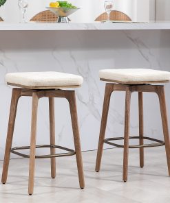 Glamour Home Beckham Fabric Counter Height Stools, Beige, Set of 2 Stools 2