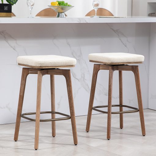 Glamour Home Beckham Fabric Counter Height Stools, Beige, Set of 2 Stools - Image 2