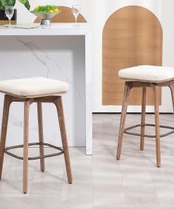 Glamour Home Beckham Fabric Counter Height Stools, Beige, Set of 2 Stools