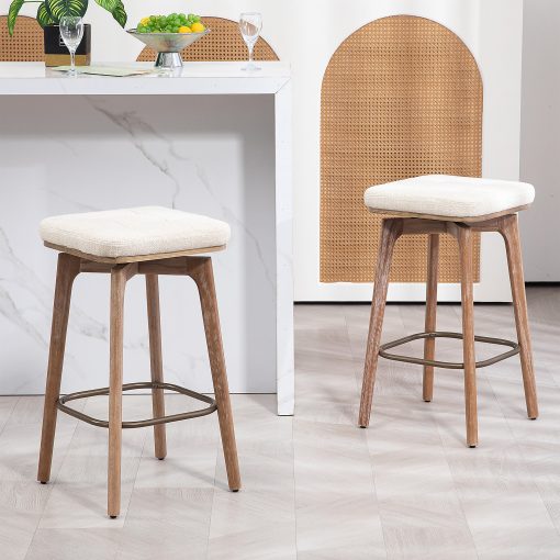 Glamour Home Beckham Fabric Counter Height Stools, Beige, Set of 2 Stools