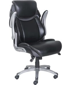 Lorell® Wellness by Design® Ergonomic Bonded Leather Executive Chair, With Dormeo Octaspring Technology, Black 2