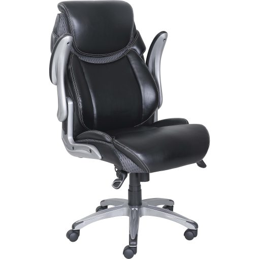 Lorell® Wellness by Design® Ergonomic Bonded Leather Executive Chair, With Dormeo Octaspring Technology, Black - Image 2