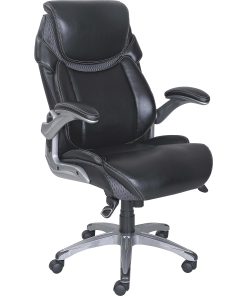 Lorell® Wellness by Design® Ergonomic Bonded Leather Executive Chair, With Dormeo Octaspring Technology, Black