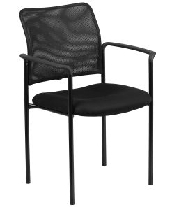 Flash Furniture Mesh Stackable Steel Side Chair With Arms, Black 2