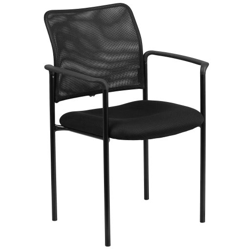 Flash Furniture Mesh Stackable Steel Side Chair With Arms, Black - Image 2