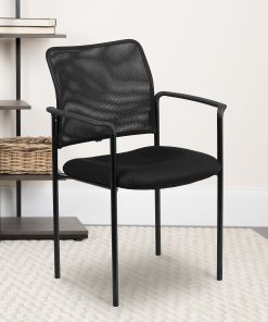 Flash Furniture Mesh Stackable Steel Side Chair With Arms, Black