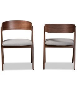 Baxton Studio Danton Dining Chairs, Gray/Walnut Brown, Set Of 2 Chairs 2