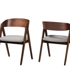 Baxton Studio Danton Dining Chairs, Gray/Walnut Brown, Set Of 2 Chairs