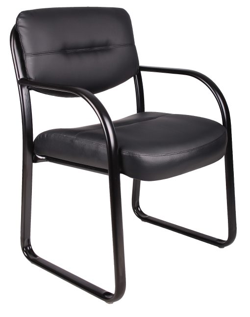 Boss Office Products LeatherPlus™ Bonded Leather Contoured Guest Chair, Black - Image 2