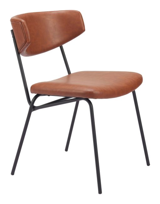 Zuo Charon Dining Accent Chairs, Vintage Brown, Set Of 2 Chairs