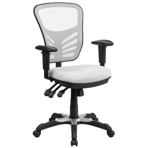 Flash Furniture Ergonomic Mesh Mid-Back Swivel Task Chair, White/Black - Image 2