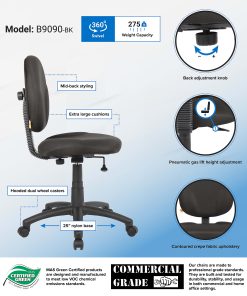 Boss Office Products Fabric Wide Back Task Chair, Black 2