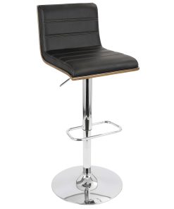 LumiSource Vasari Bar Stool, Walnut/Black/Chrome 2