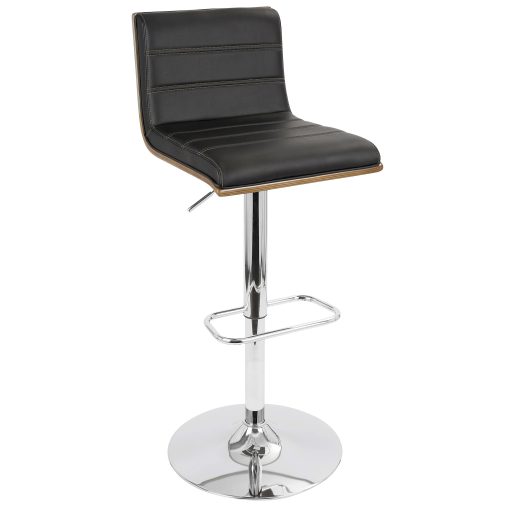 LumiSource Vasari Bar Stool, Walnut/Black/Chrome - Image 2