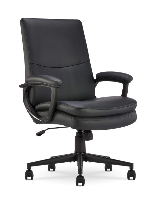 Serta® Comfort Modern Ergonomic Bonded Leather High-Back Executive Office Chair, Black
